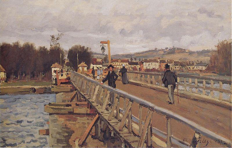 Alfred Sisley Footbridge at Argenteuil, Norge oil painting art